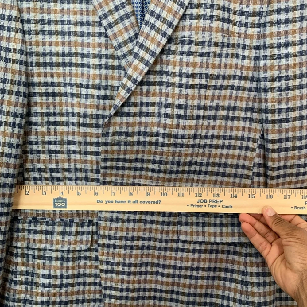 Original men’s S 38S Penguin Blue and Brown Plaid Blazer wool and polyester mix